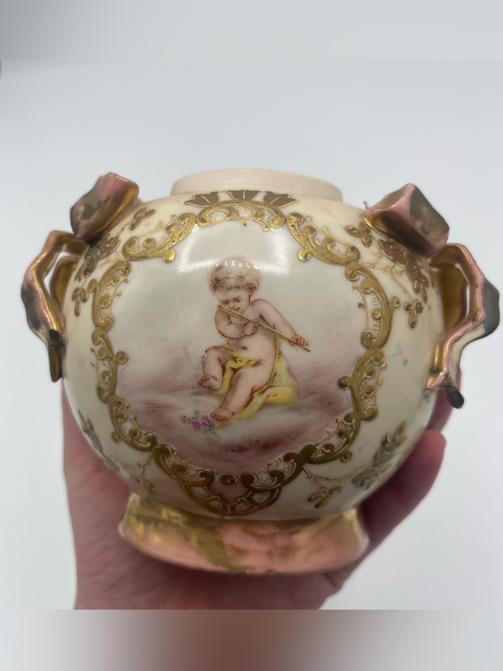 Antique Robert Hanke Cherub Baby Coquette Style Vase